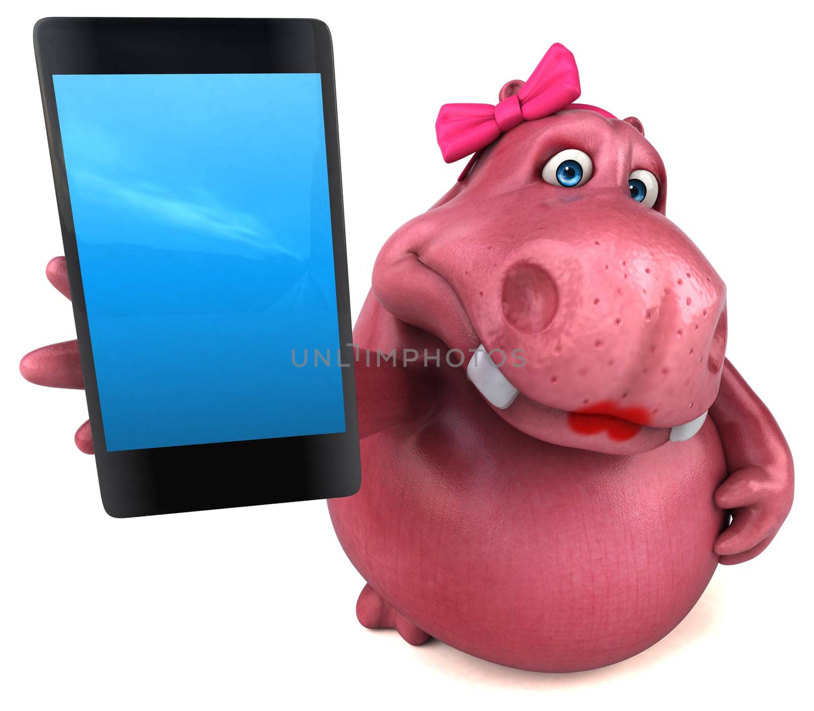 Pink Hippo - 3D Illustration