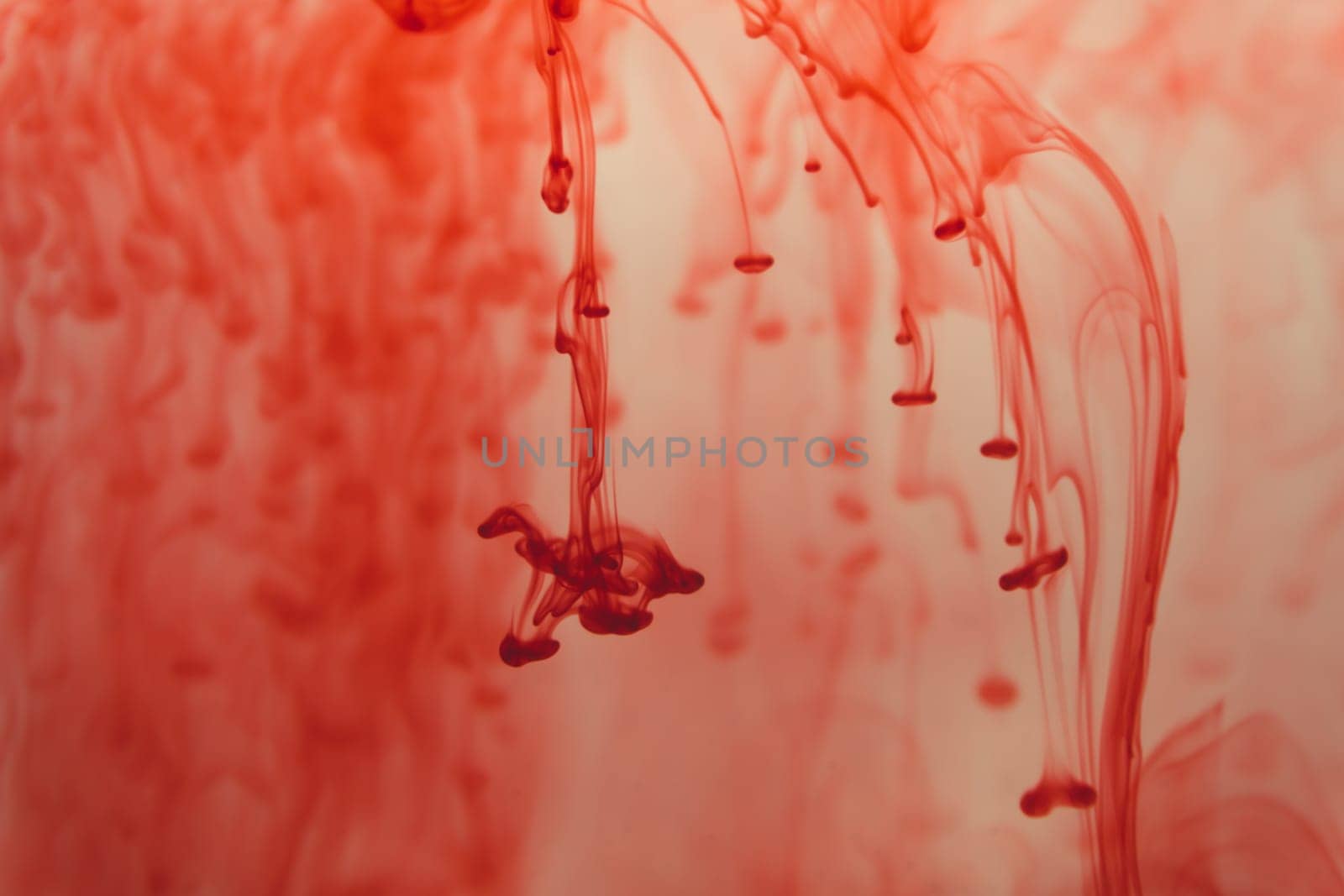 Red ink in the water abstract background. splashes of paint in liquid