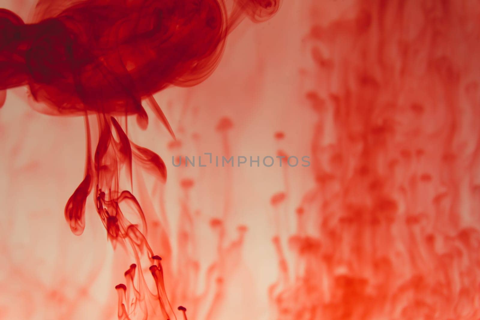 Red ink in the water abstract background. splashes of paint in liquid