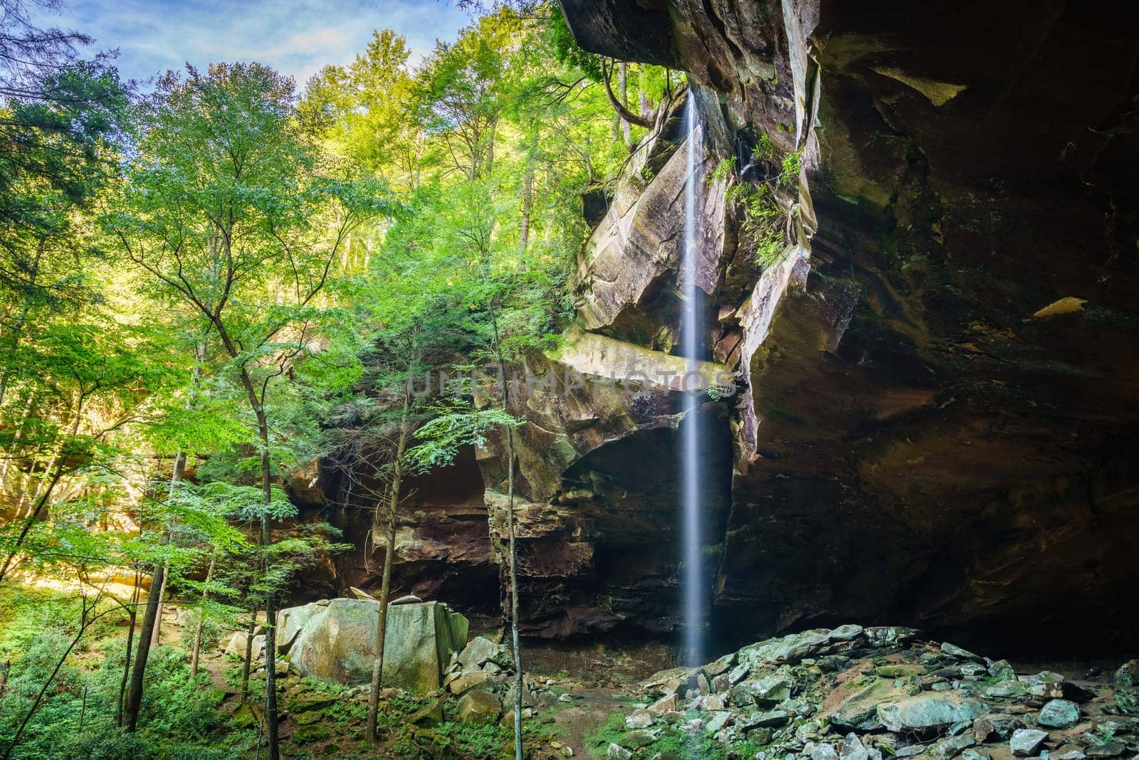 Scenic long exposure image of Yahoo Falls in Southern Kentucky