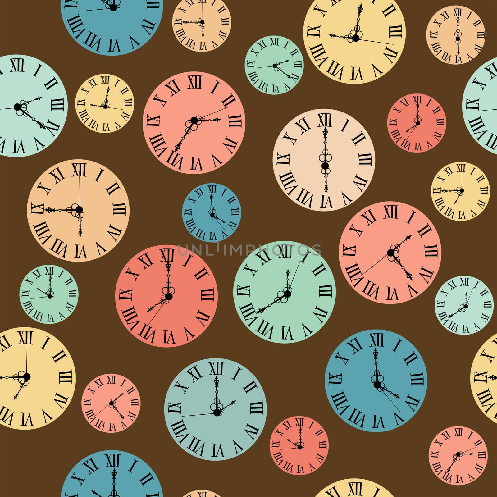 Vintage seamless with clock faces