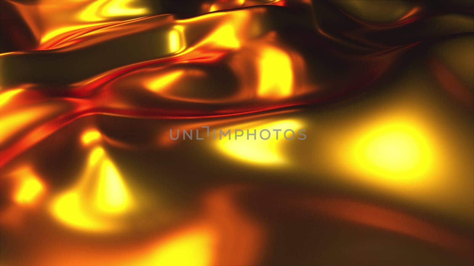 Dynamic bursts with 3d render with bright gradient and glow. Wavy textures on luxurious surface with golden highlights. Futuristic sea at dazzling blurred sunset.