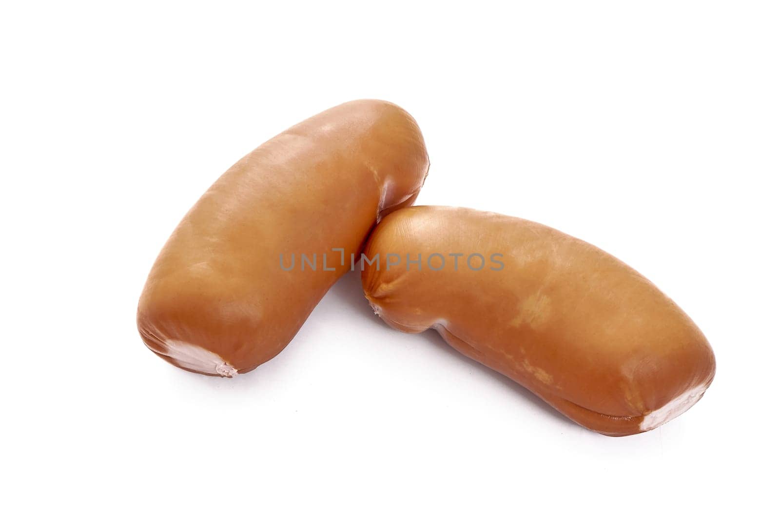 Juicy sausages on a white isolated background. High quality photo