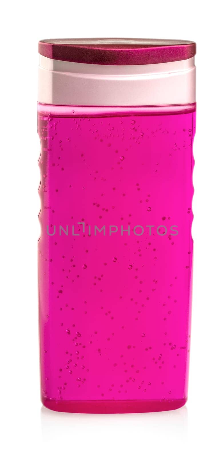 The red shampoo bottle isolated on white background