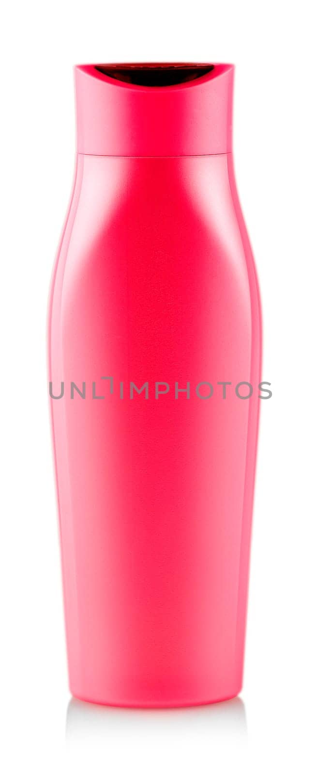 The red shampoo bottle. Isolated on white background with clipping path