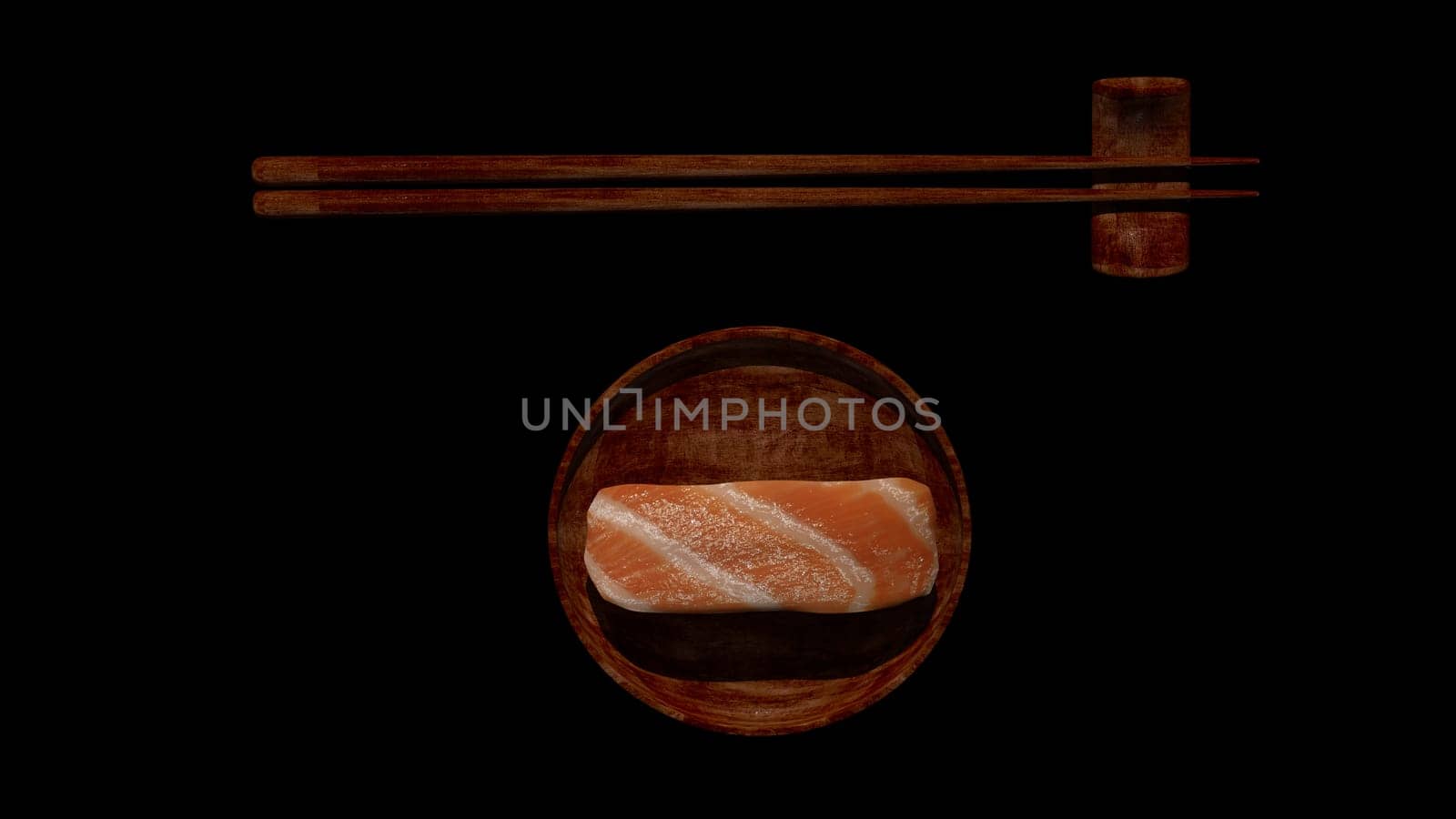 3d rendering of Japanese sushi on table