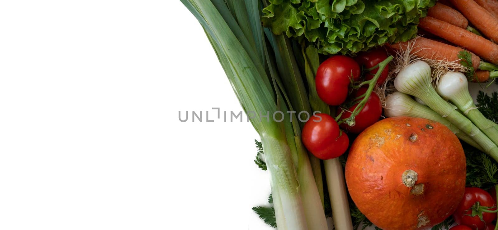 a close up of seasonal vegetables on the white background