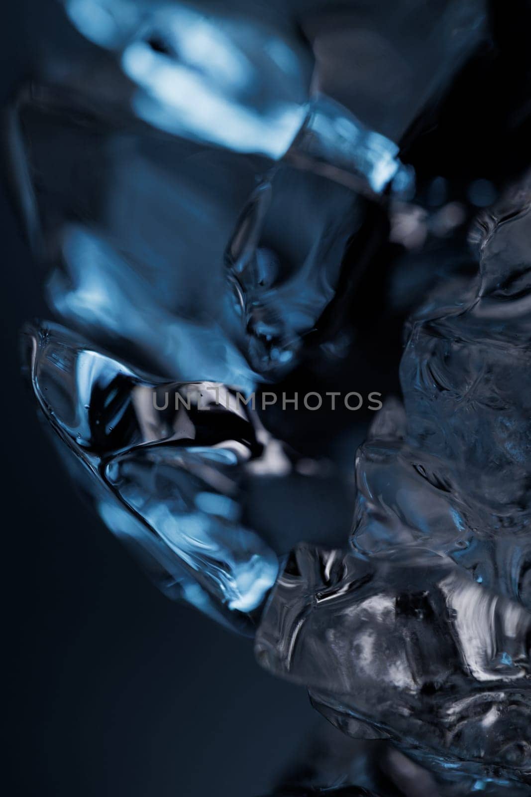 Cold ice in closeup macro view
