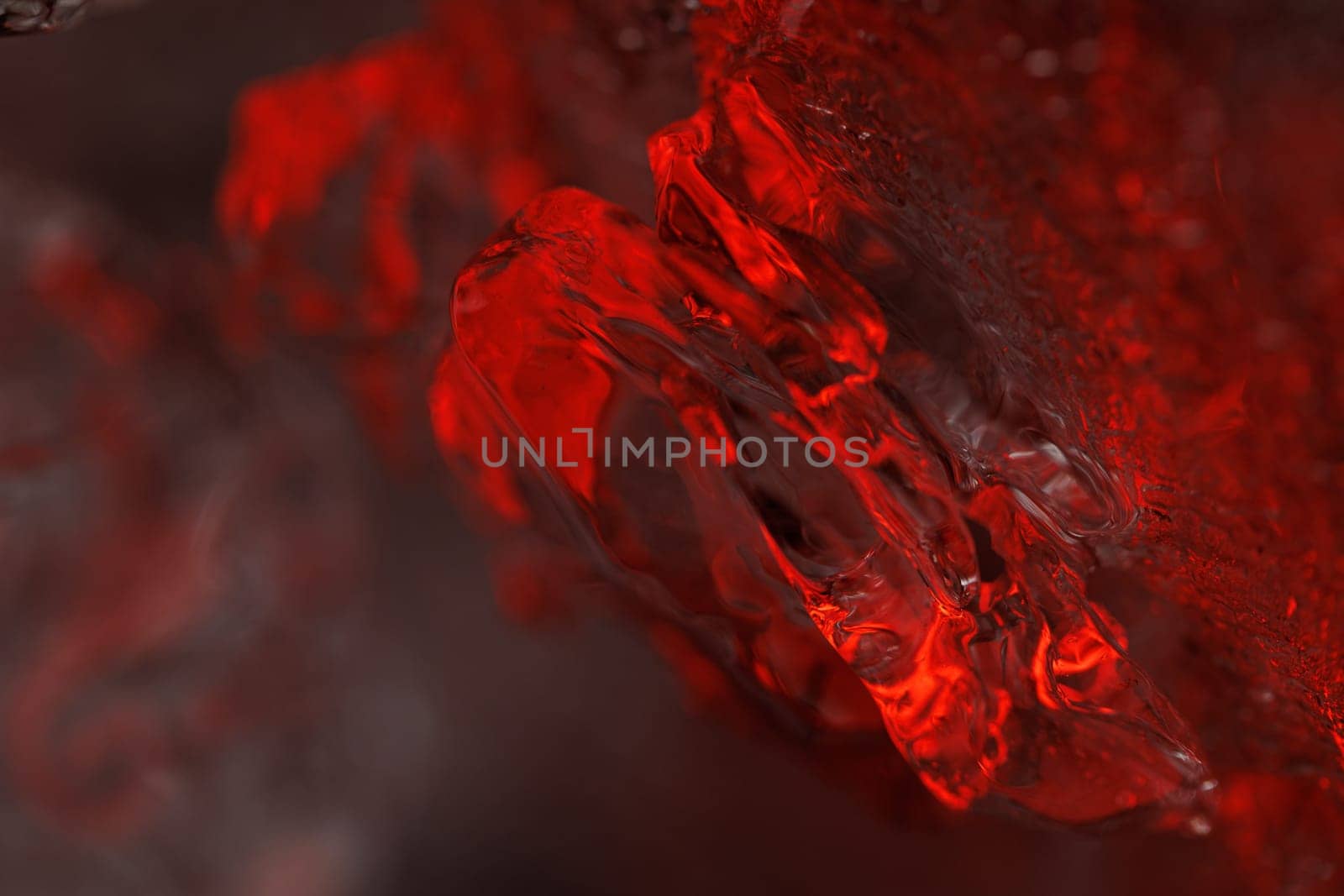 Red ice in closeup macro view