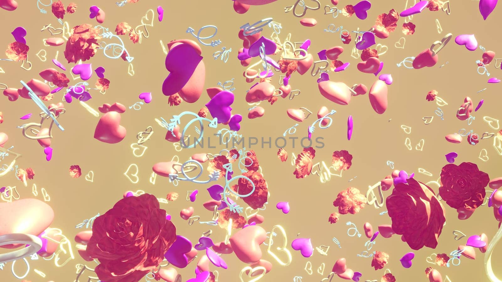 3D illustration Background for advertising and wallpaper in valentines and wedding scene. 3D rendering in decorative concept.