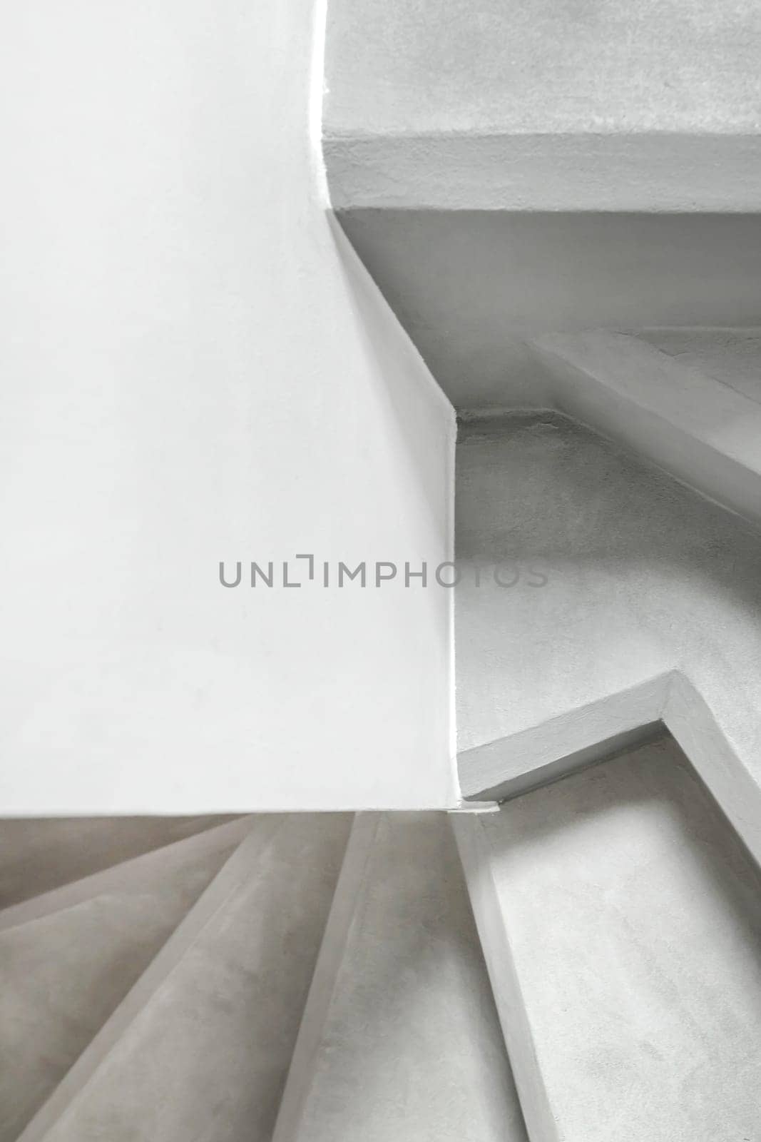 Modern concrete stairs. Top view of modern architecture detail.