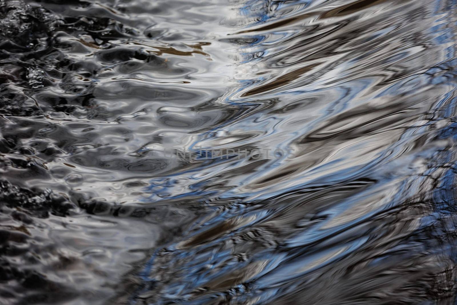 Flowing silver water texture of a river