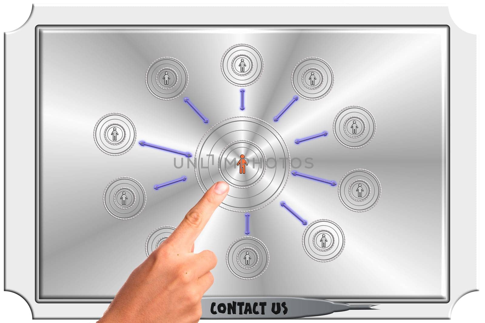 Hand touching contact us button