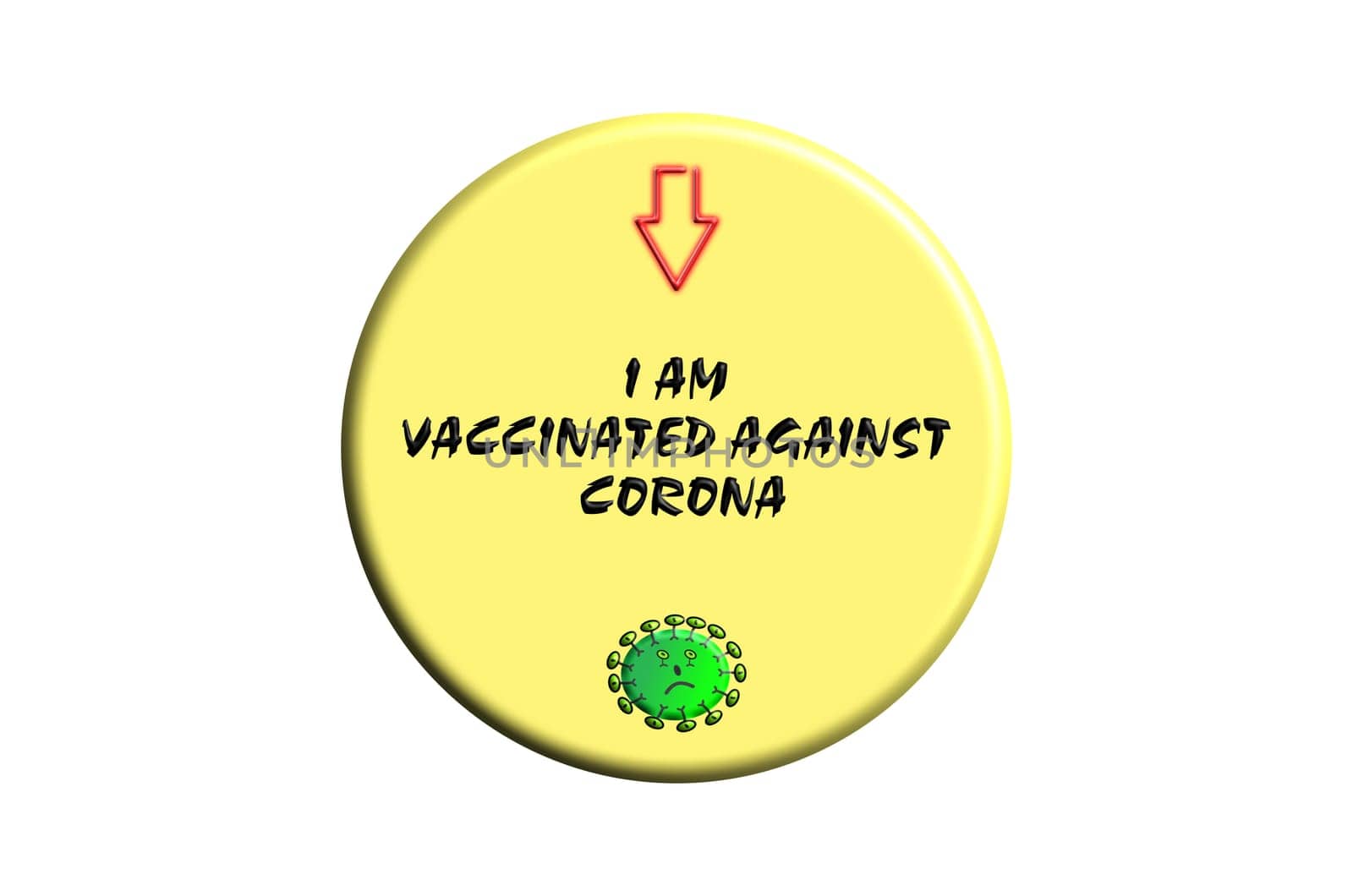 Button with inscription - I am vaccinated against Corona