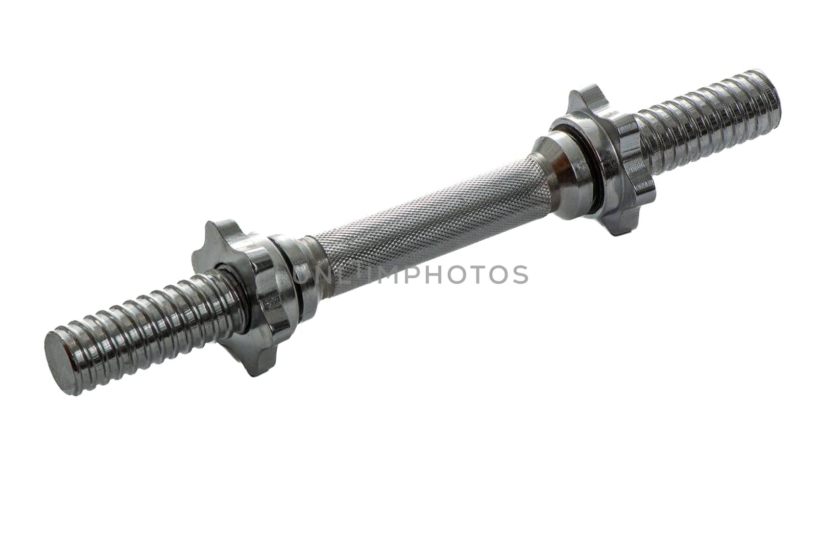 metal neck for dumbbells in disassembled form on a white isolated background. High quality photo