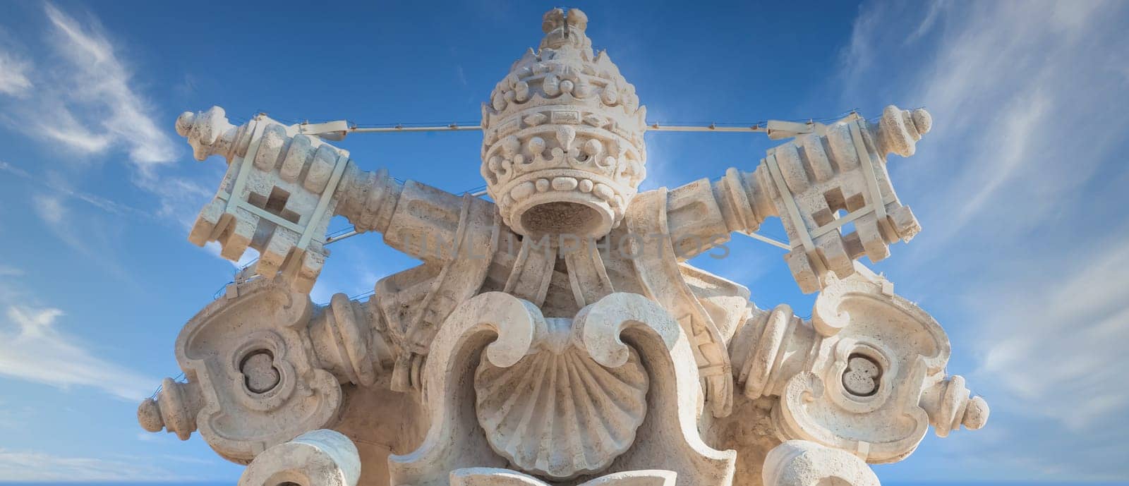 ROME, ITALY - CIRCA AUGUST 2020: antique Vatican symbol located in Saint Peter Square