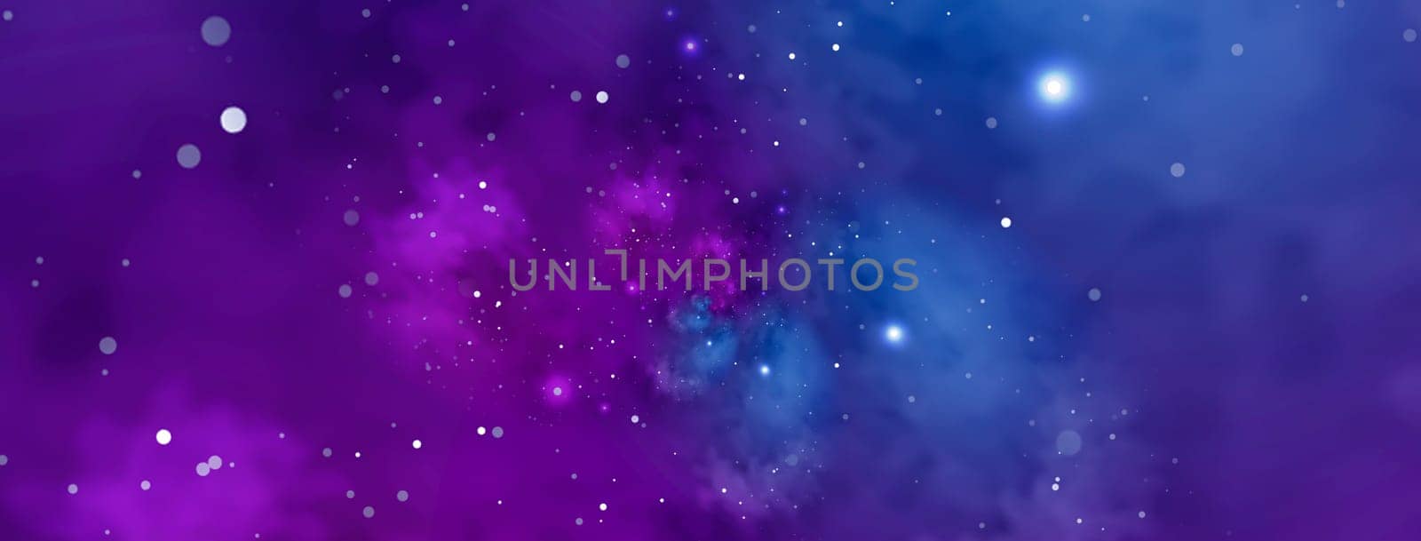 Starry blue sky. Abstract background with nebula, cosmo, galaxy.
