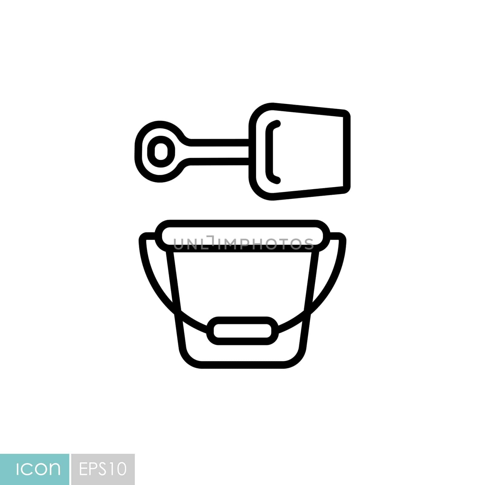 Child pail and shovel vector icon. Graph symbol for children and newborn babies web site and apps design, logo, app, UI