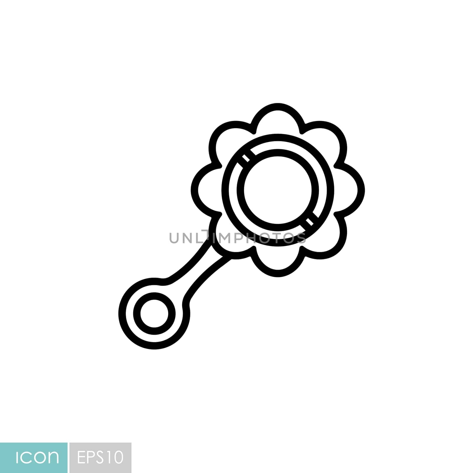 Baby rattle toy vector isolated icon. Graph symbol for children and newborn babies web site and apps design, logo, app, UI