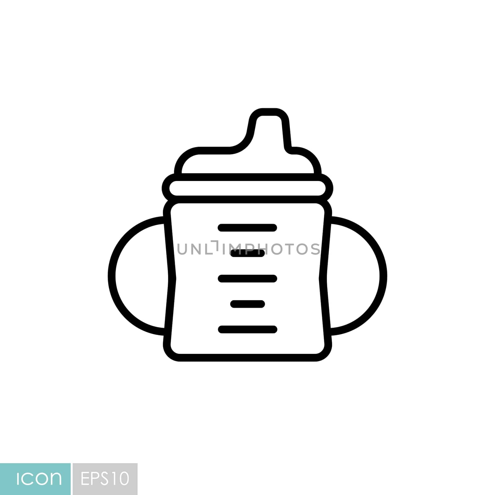 Toddler sippy cup vector icon. Graph symbol for children and newborn babies web site and apps design, logo, app, UI