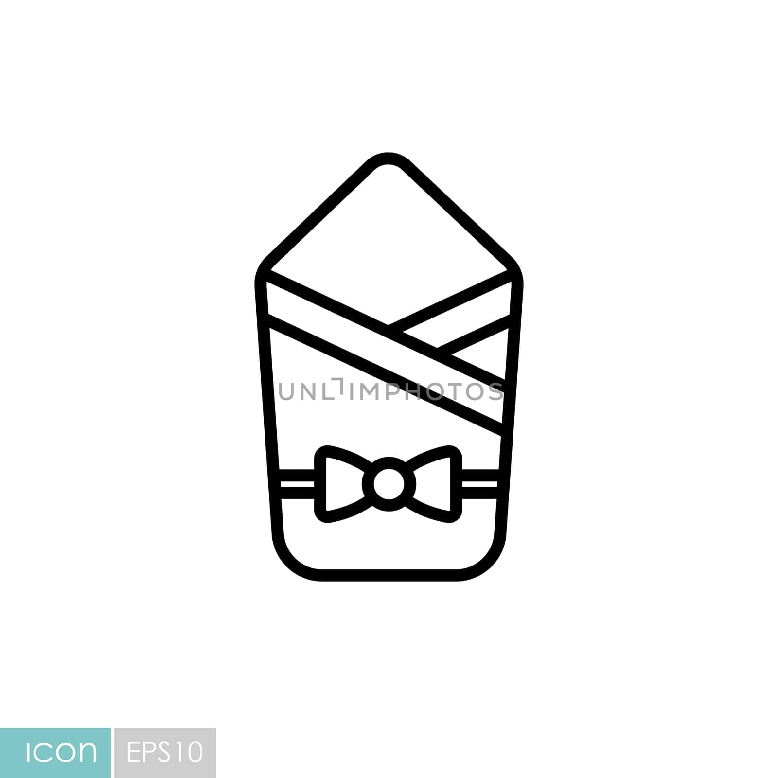 Baby sleeping bag vector icon. Envelope for newborn. Graph symbol for children and newborn babies web site and apps design, logo, app, UI