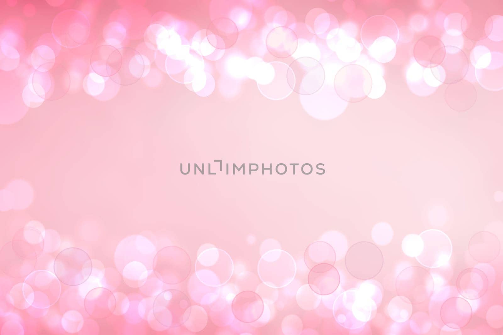 Abstract blurred fresh vivid spring summer light delicate pastel pink white bokeh background texture with bright circular soft color lights and frame. Beautiful backdrop illustration.