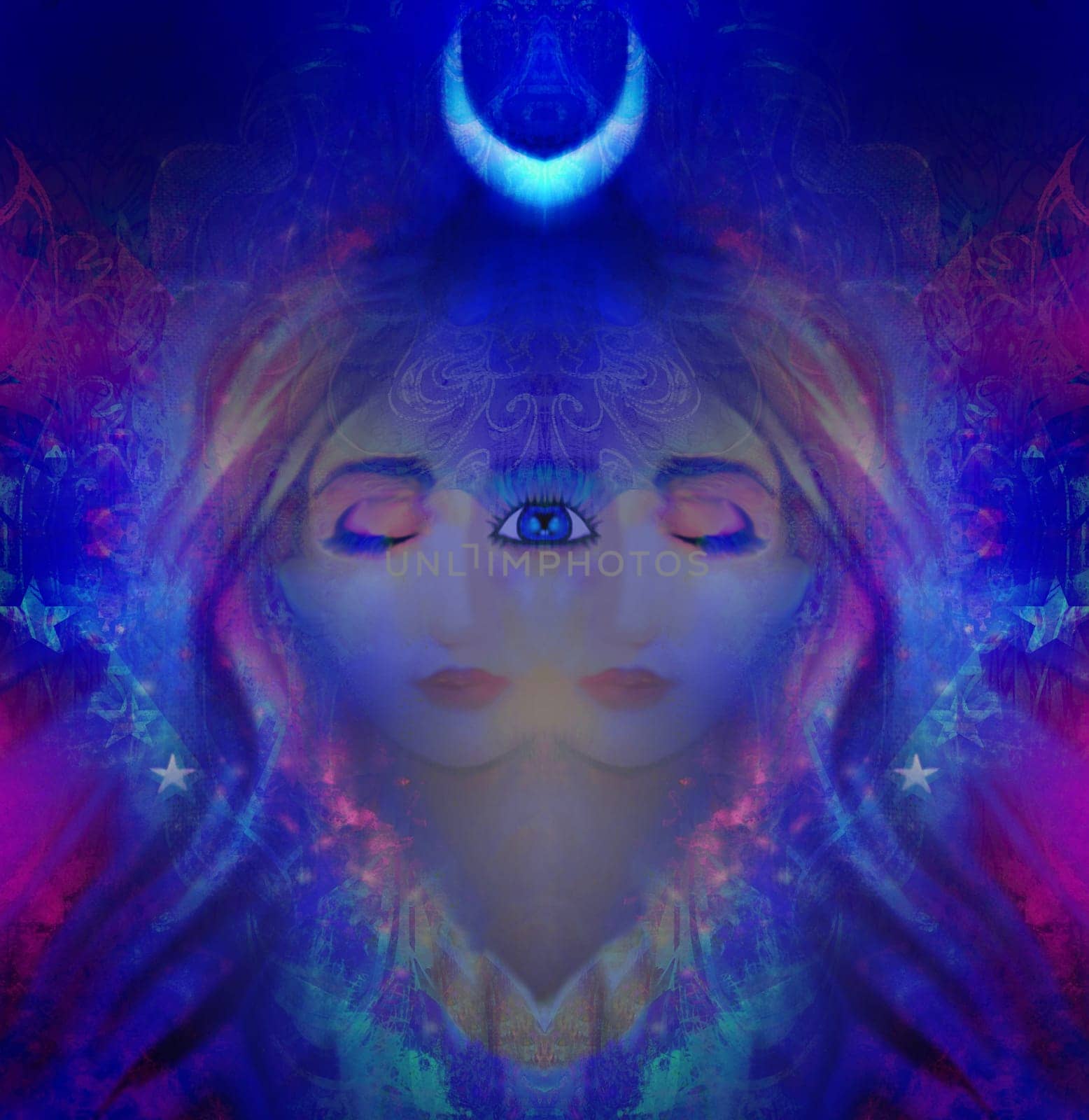 Woman with third eye, psychic supernatural senses