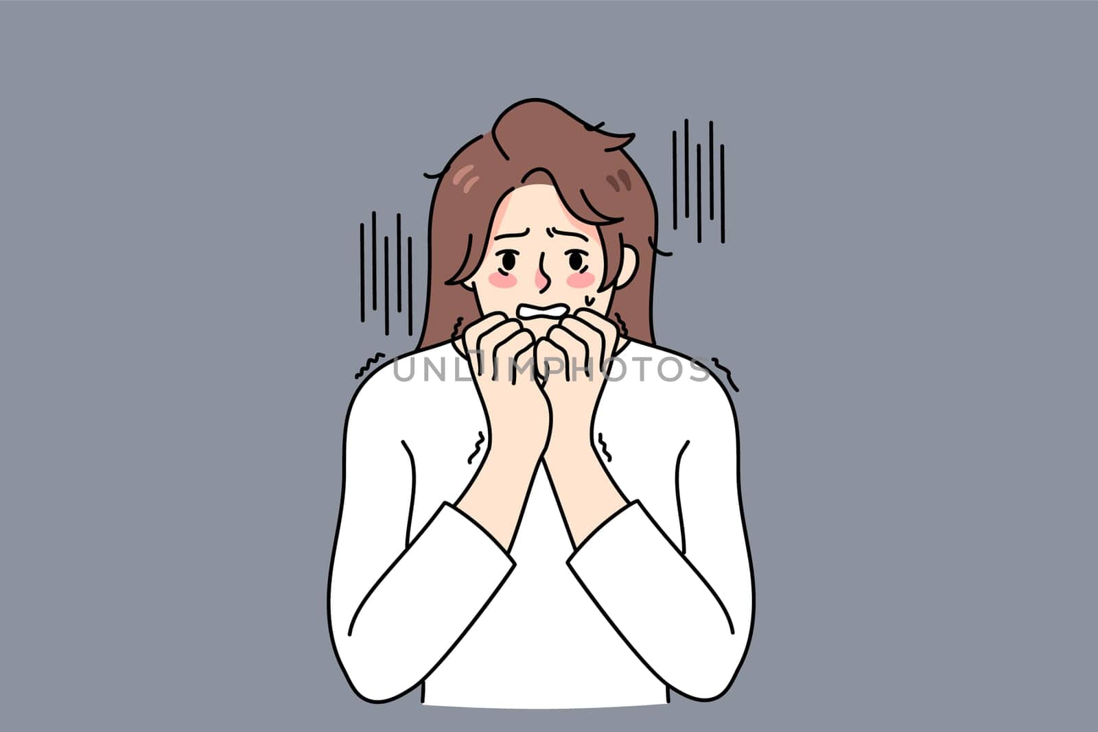 Unhappy woman feel scared and terrified