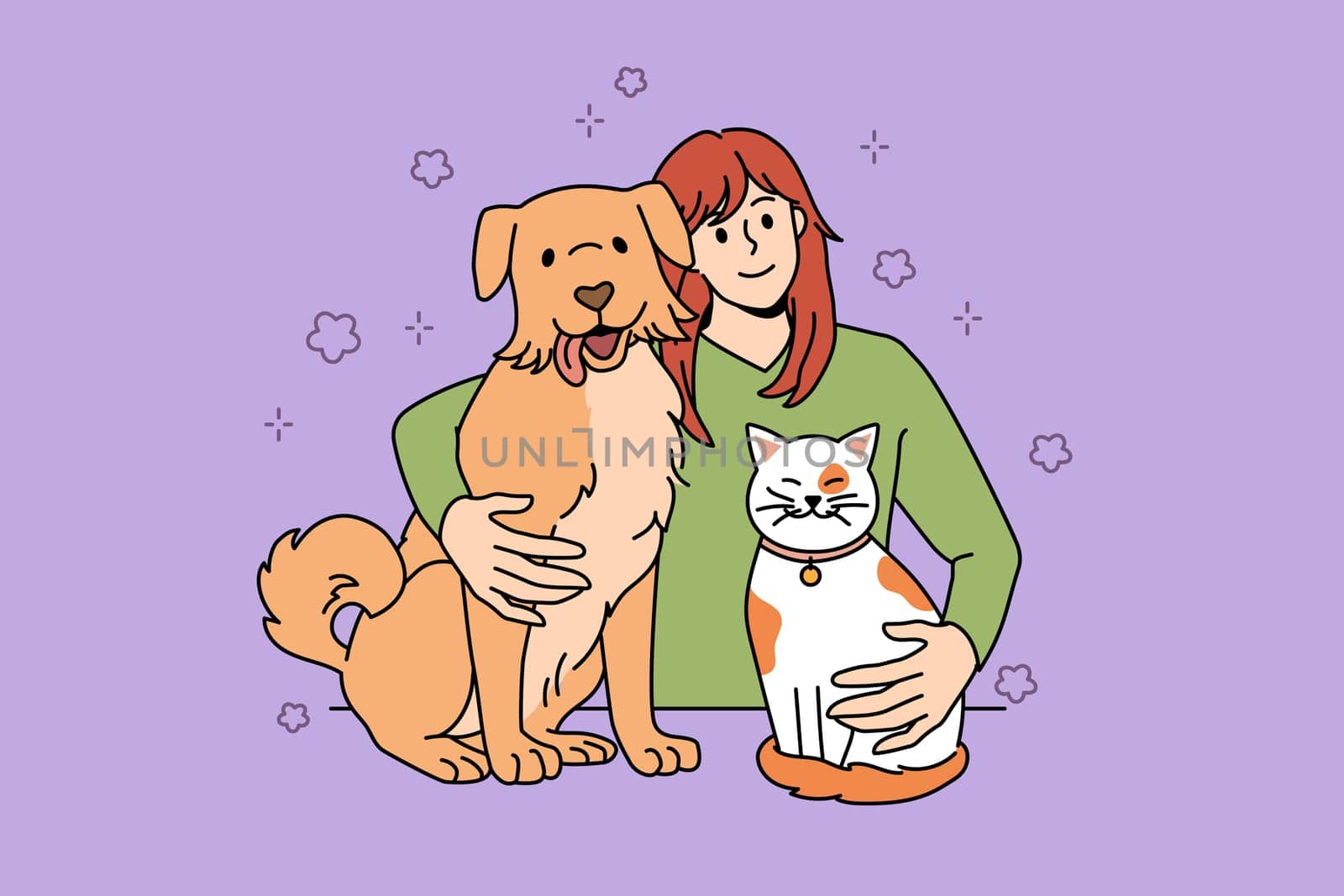 Enjoying company of pets concept by VECTORIUM
