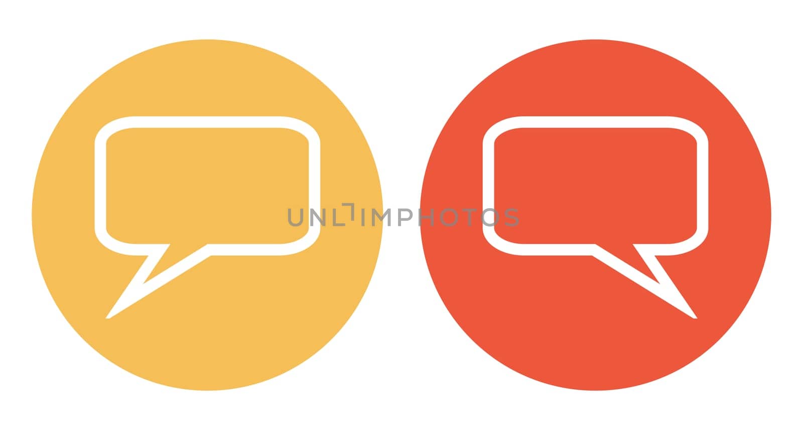 2 Buttons orange and red showing two speech bubbles