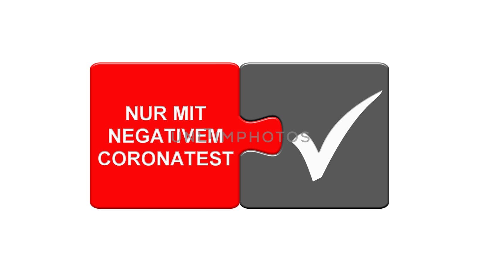 Puzzle button grey red: Visit with negative coronatest only in german language