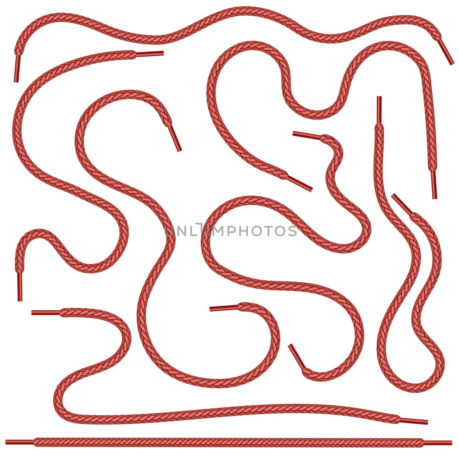 Red Shoelace Icon Isolated on White Background.