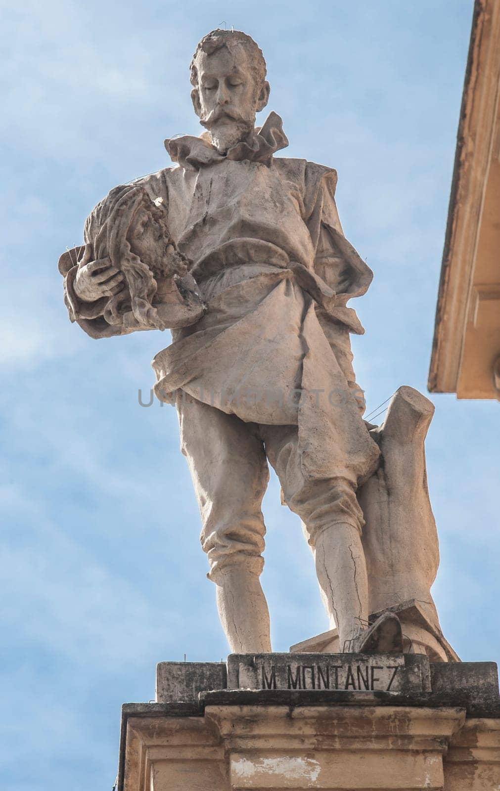 Seville, Spain: Sept, 27th, 2020: Juan Martinez Montanes. 17th Century prominent sevillian sculpter. Palace of San Telmo, Spain. Sculpted by Antonio Susillo