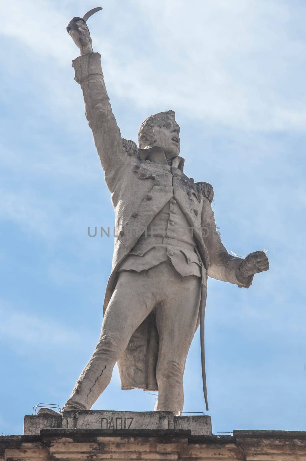 Seville, Spain: Sept, 27th, 2020: .Luis Daoiz y Torres, one of the leaders of the Dos de Mayo Uprising. Palace of San Telmo, Seville, Spain. Sculpted by Antonio Susillo
