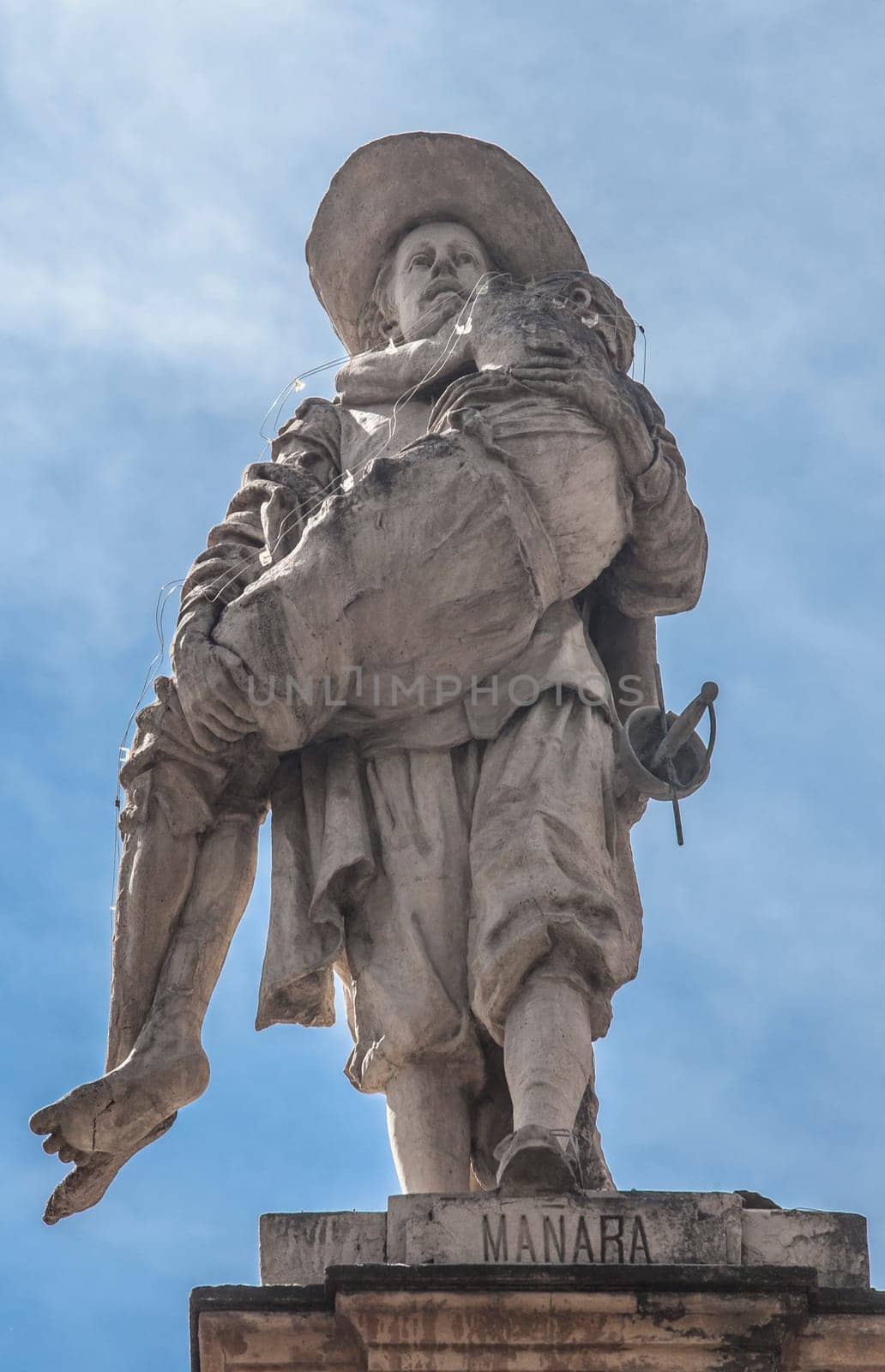 Seville, Spain: Sept, 27th, 2020: Miguel Manara, founder of the Hospital de la Caridad in Seville. Palace of San Telmo, Seville, Spain. Sculpted by Antonio Susillo