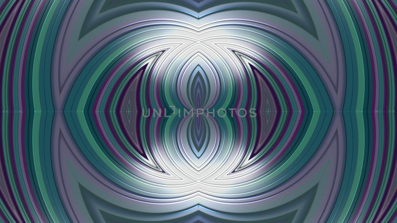 Futuristic kaleidoscope weave 3d render of stripes in abstract hypnotic tracery. Geometric mandala with vibrant gradient and natural design. Digital interior element with squiggly textures.
