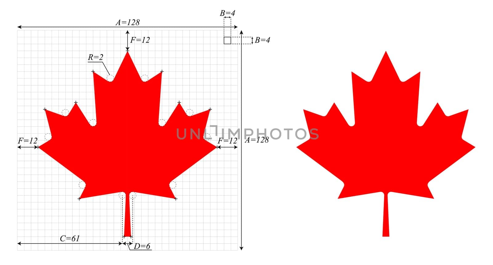 Canadian Maple Leaf, with construction sheet