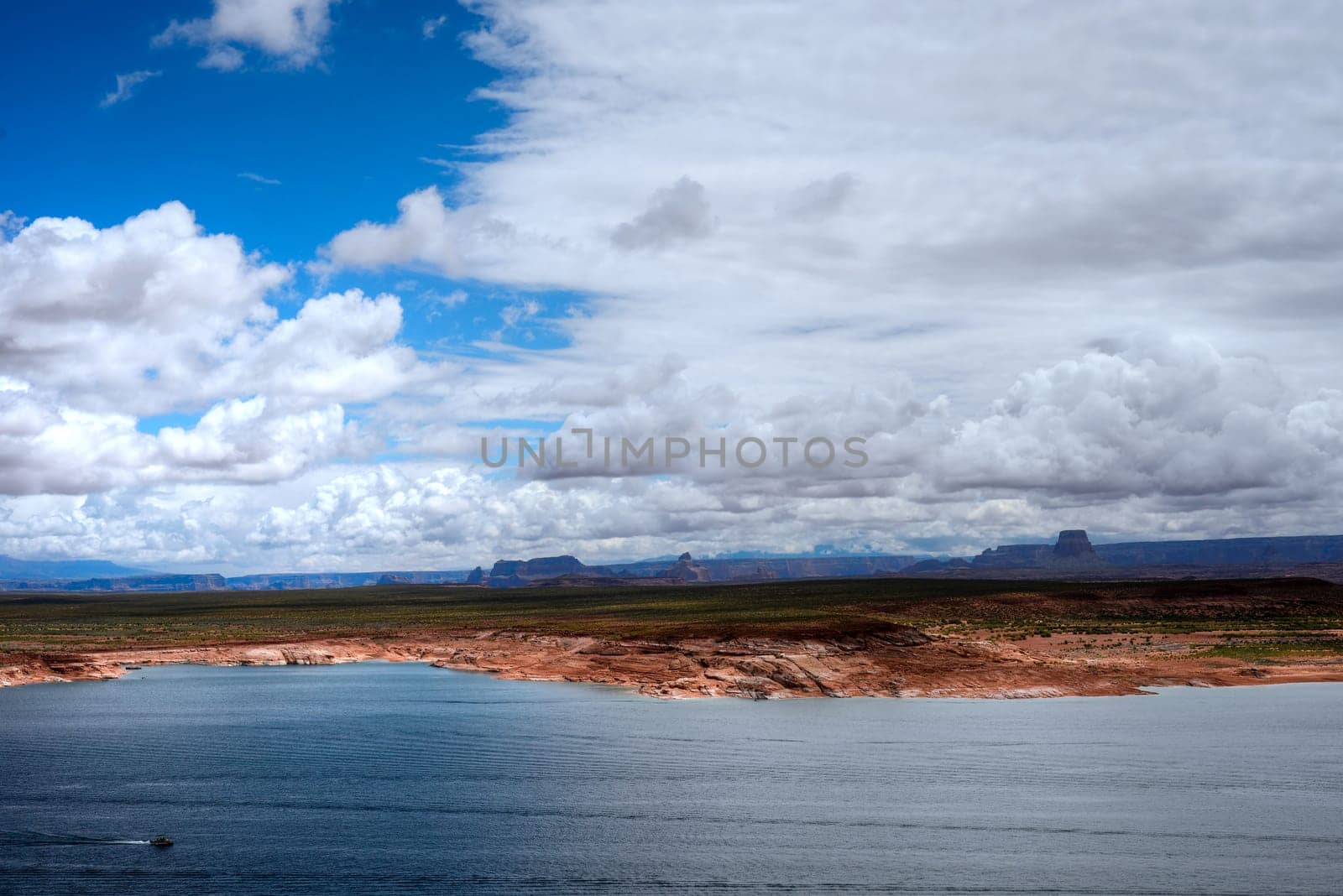 Elevated view Lake Powell in the Northern Arizona Desert