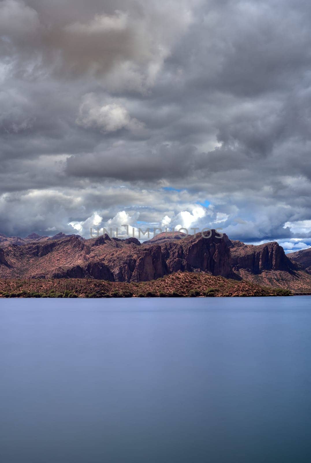 Mountains surrounding Saguaro lake in autumn Arizona