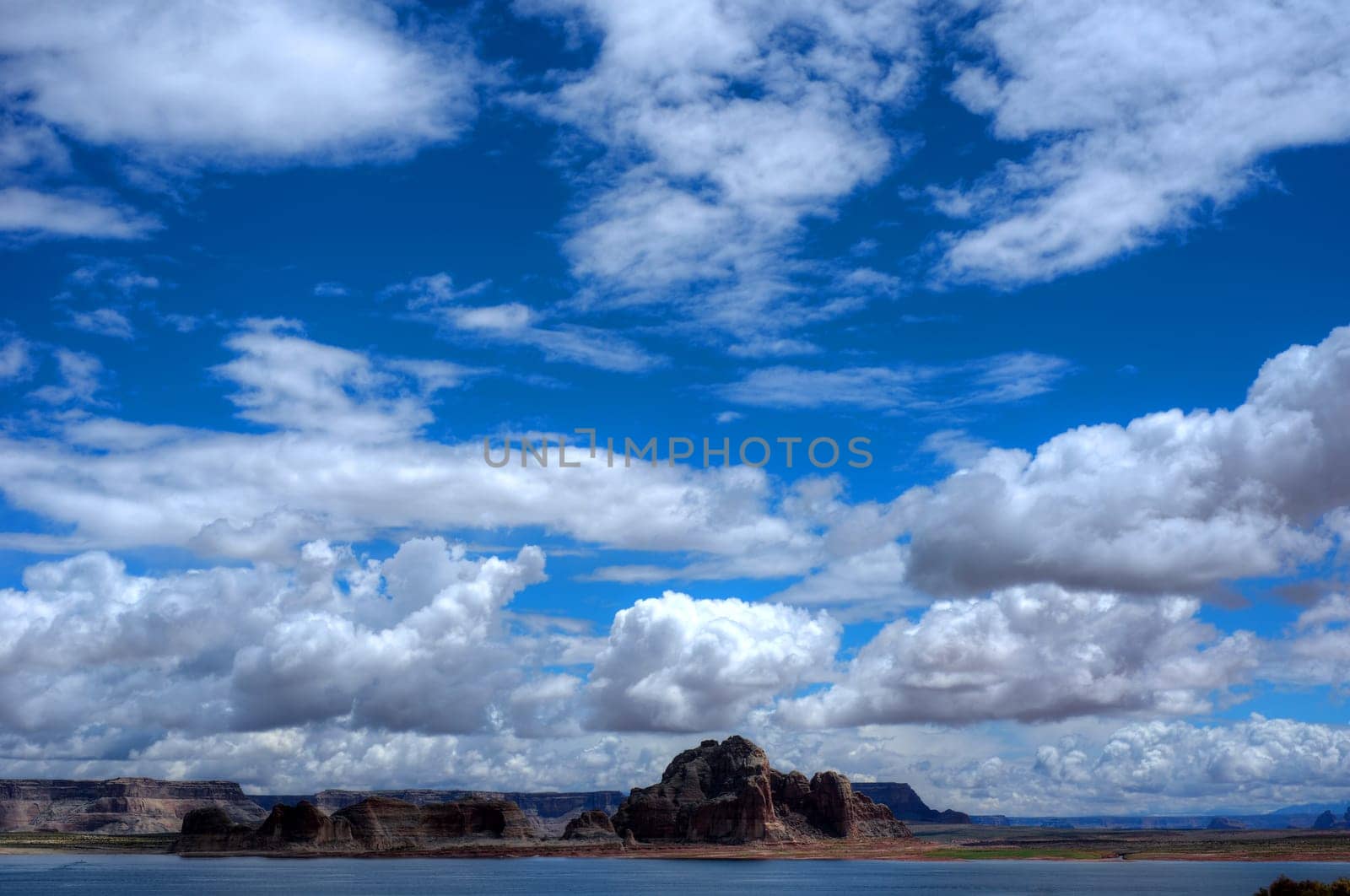 Elevated view Lake Powell in the Northern Arizona Desert