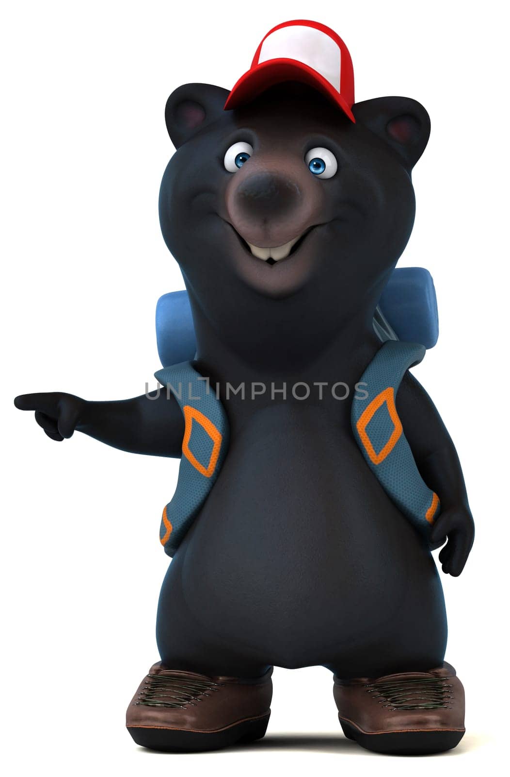 Fun 3D bear backpacker cartoon character