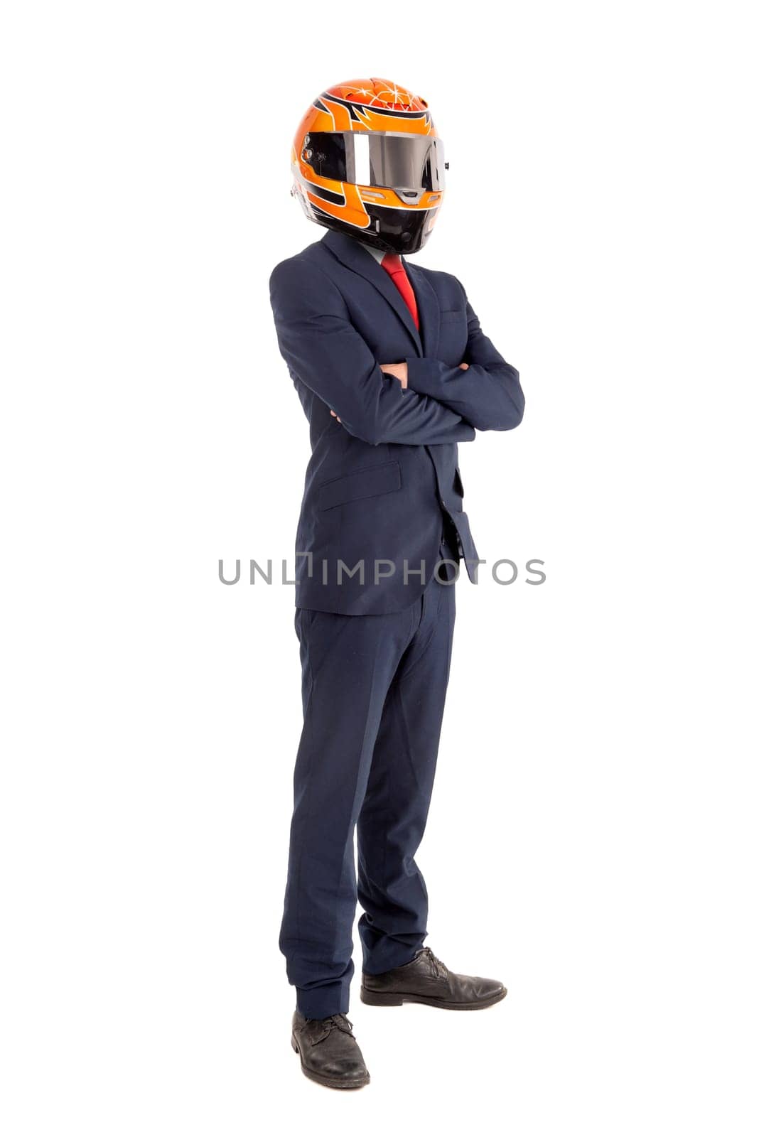 Businessman posing with helmet isolated in a white background