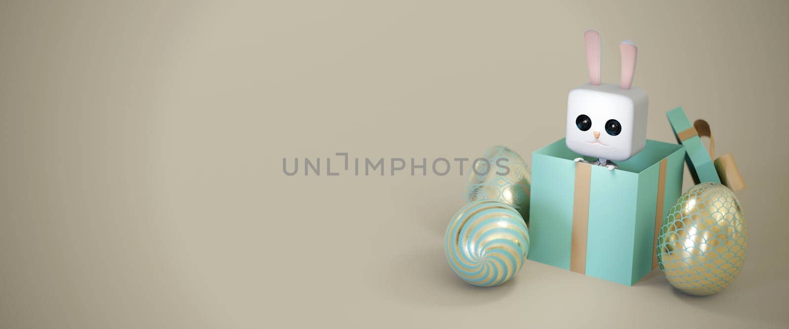 3d illustration. Easter concept. copy space for text . Web banner format