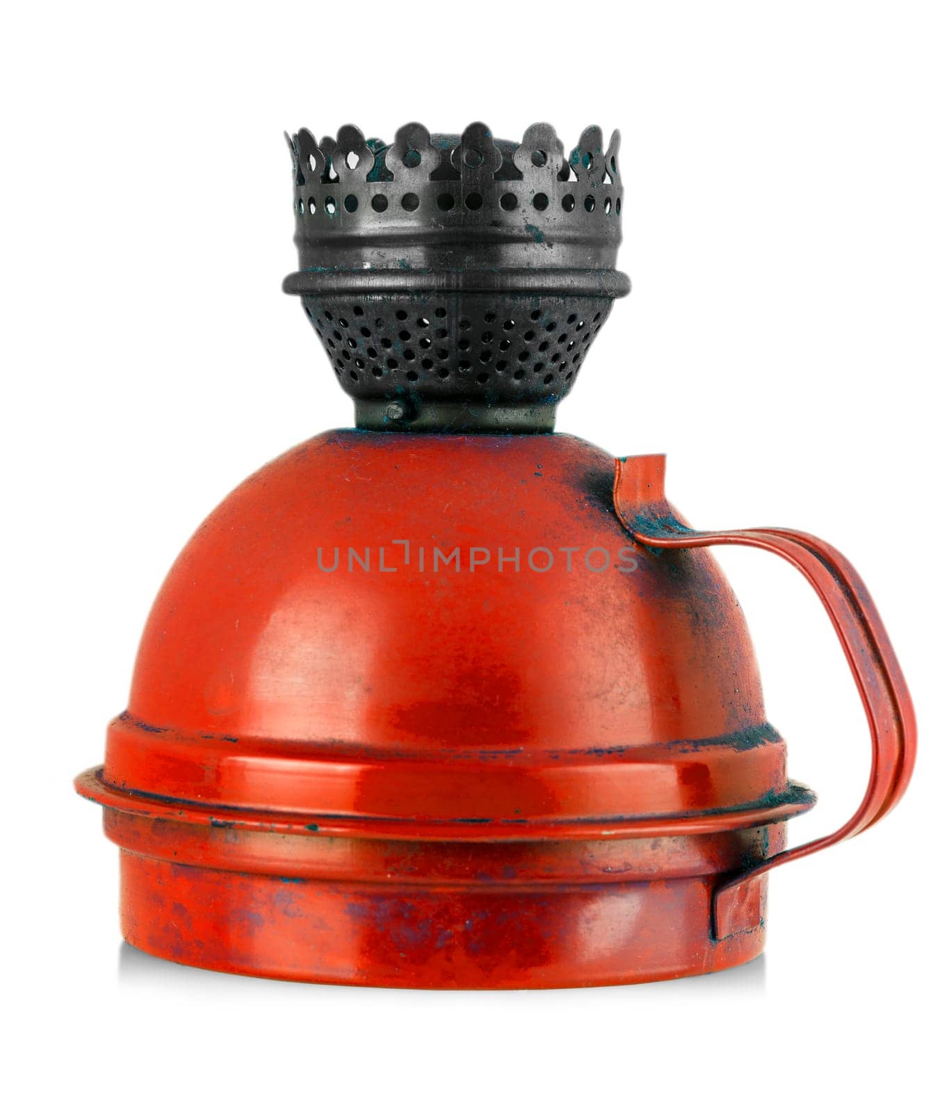 The Old kerosene red lamp isolated over white background