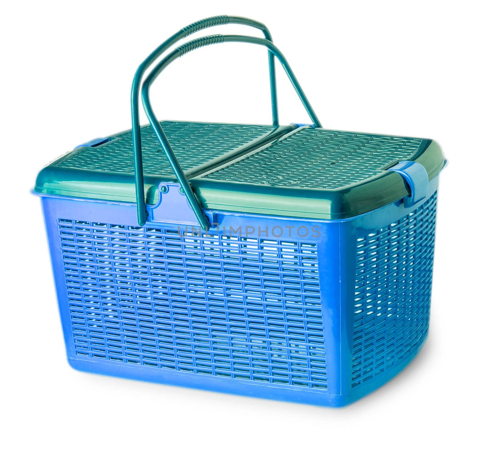 The Hand craft plastic basket isolated on white background with clipping path
