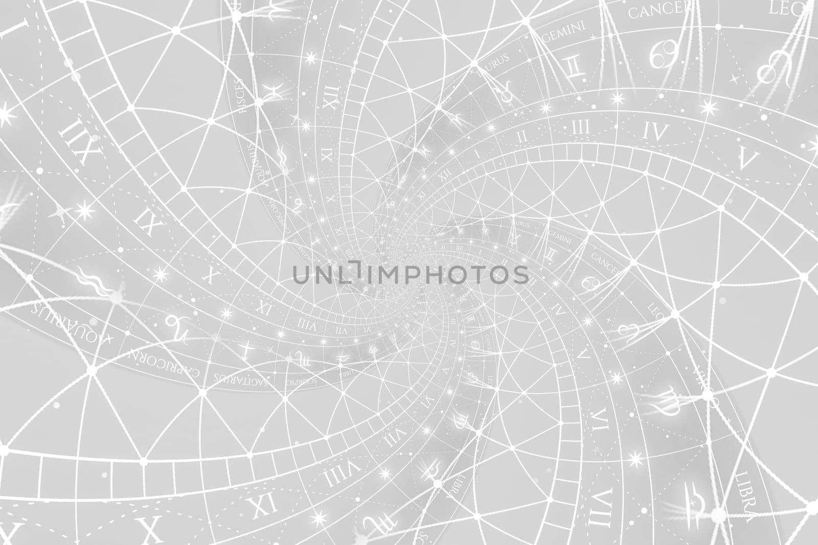 Abstract old conceptual background on mysticism, astrology, fantasy - white