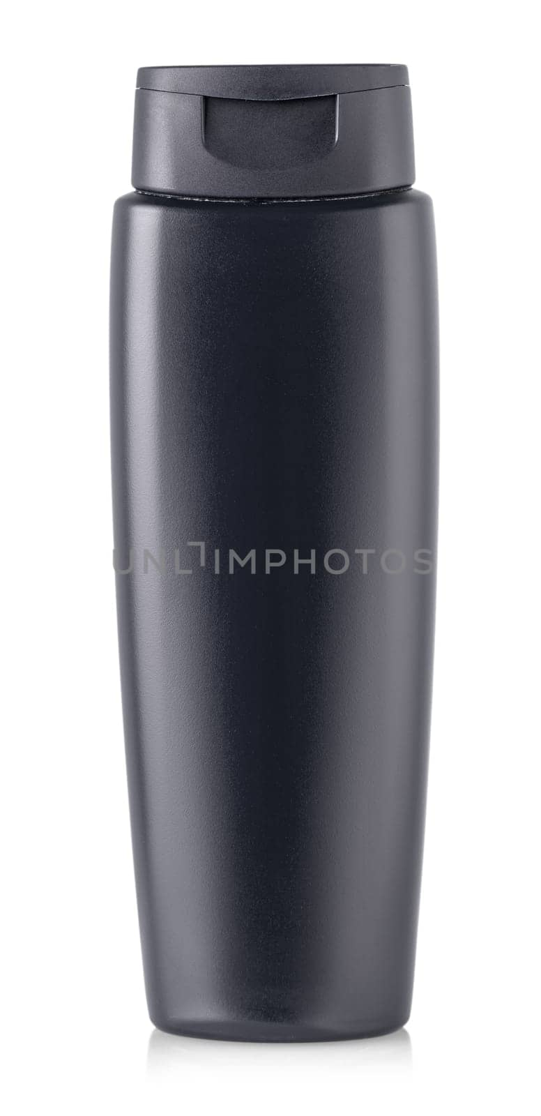 The black shampoo bottle. isolated on white background