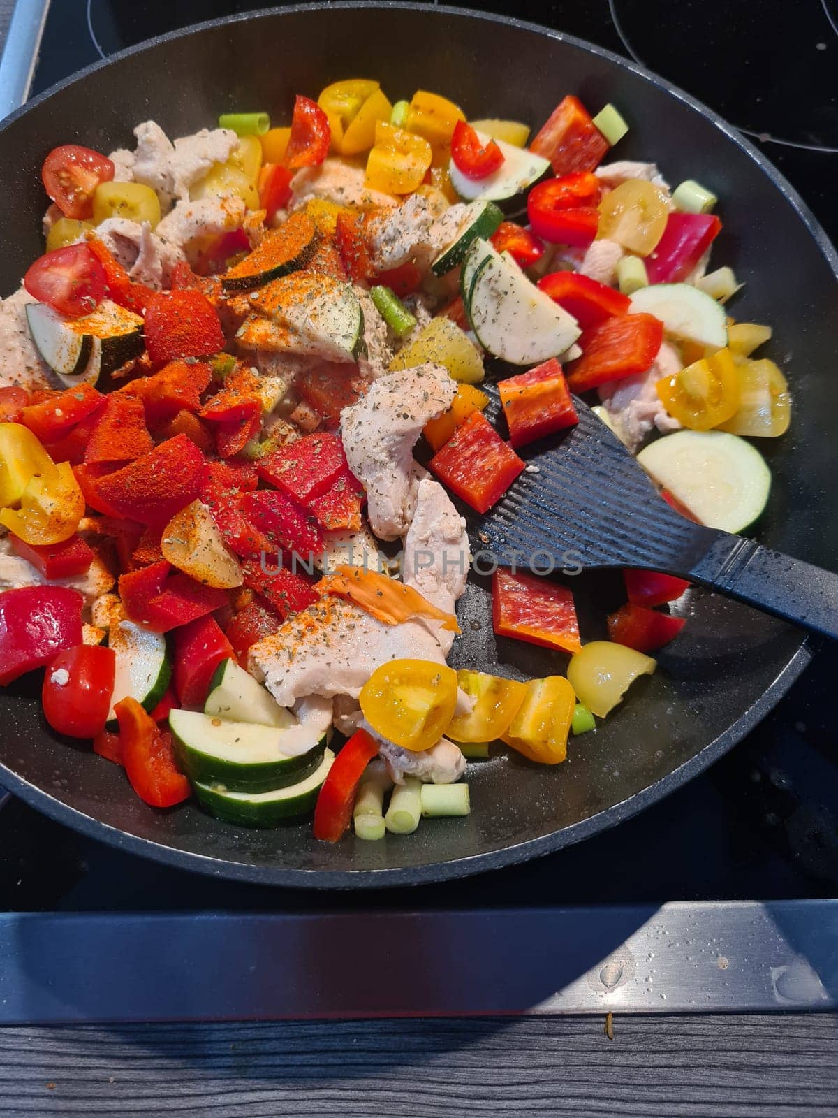 Vegetable pan with fresh vegetables without meat
