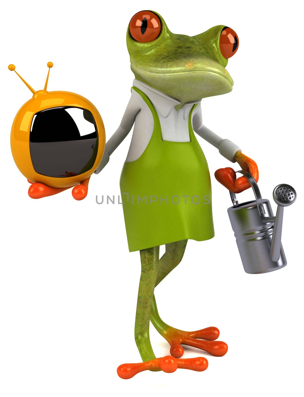 Fun frog gardener - 3D Illustration