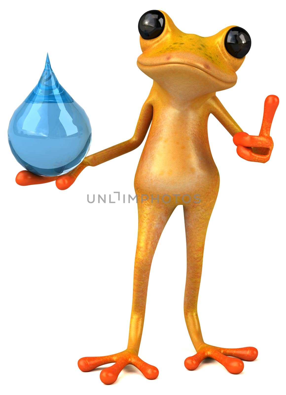 Fun yellow frog - 3D Illustration